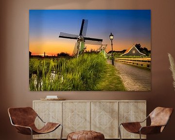 Lever de soleil à Zaanse Schans avec un moulin à vent