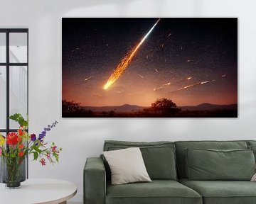 illustratieve voorstelling van een meteoriet aan de avondhemel van Denny Gruner