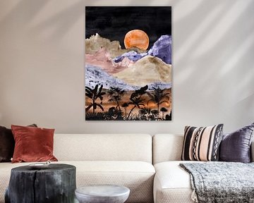 Abstrakte Landschaft Night Vibe von Evavisser