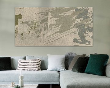 Abstract painting in pastel green, off white and beige. by Dina Dankers