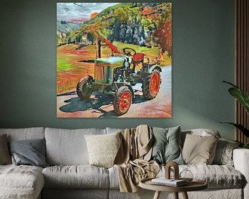 Traktor Fendt Dieselross im Styl  Aquarell von Christian Lauer