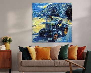 Tractor Fendt Dieselross in van Gogh stijl "Starry Night" van Christian Lauer