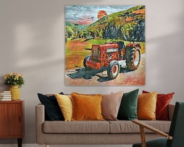 Tractor Mc Cormick in aquarel stijl. van Christian Lauer