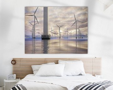 One thousand wind turbine at seas - storm is coming by Frans Blok