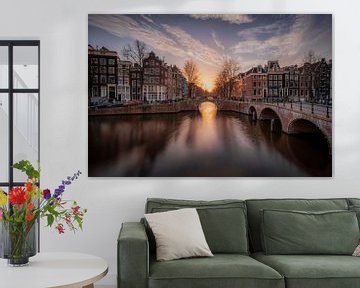 Coucher de soleil à Amsterdam Leidsegracht et Keizersgracht sur Thea.Photo