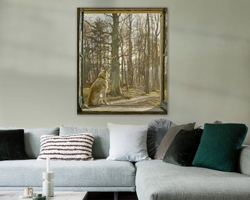 Landscape through window with dog, Willem Bastiaan Tholen