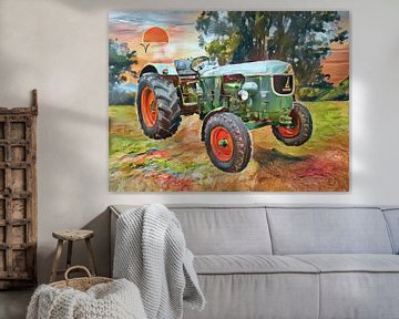 Tractor Deutz D50 D5005 D5505 in aquarel stijl van Christian Lauer