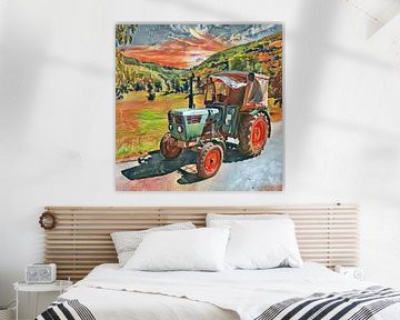 Tractor Deutz D2506 in aquarel stijl van Christian Lauer