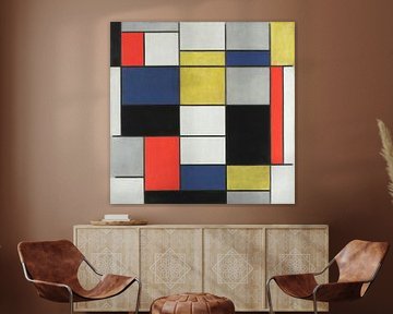 Grote compositie A met zwart, rood, grijs, geel en blauw, Piet Mondriaan