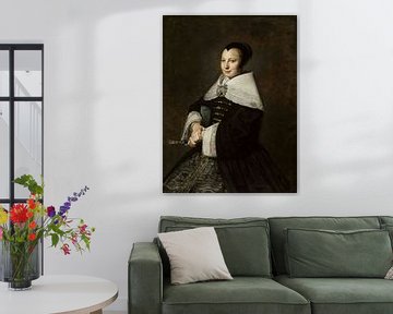 Portret van een zittende vrouw met een waaier, Frans Hals