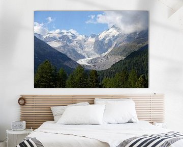 Zicht op het Bernina massief (Zwitserland) van Rini Kools