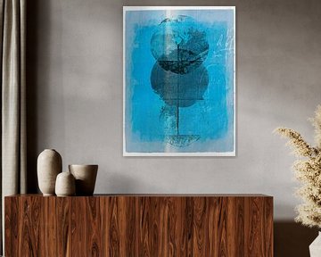 Scandinavisch minimalisme turkoois blauw van Mad Dog Art