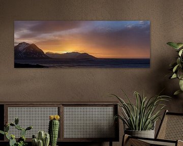 Zonsondergang Lofoten (panorama) van Frank Pietersen