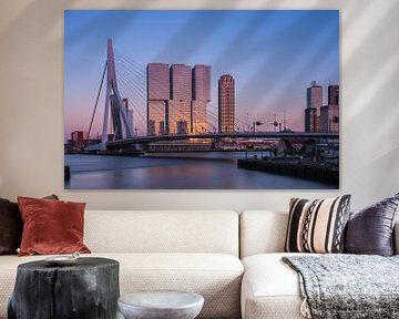 skyline of rotterdam at sunset