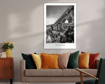 Travel poster Pont du Gard, Roman aqueduct in France by Martijn Joosse