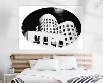 Gehry buildings dusseldorf in black and white by Dieter Walther