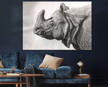 Indian Rhino portrait by Waterside Studio