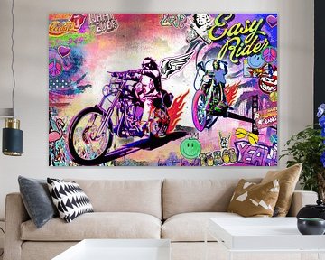 easyrider POP ART Muur Kunst NeoPOP Motorfiets Canvas Deco van Julie_Moon_POP_ART