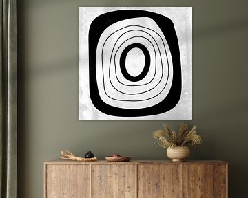 Abstracte geometrische zwarte en witte cirkels 8 van Dina Dankers