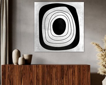 Abstracte geometrische zwarte en witte cirkels 4 van Dina Dankers
