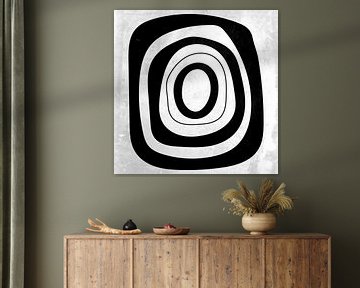 Abstracte geometrische zwarte en witte cirkels 7 van Dina Dankers