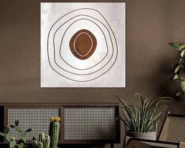 Abstracte geometrische cirkels in grunge roestbruin 10 van Dina Dankers
