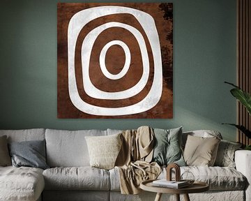 Abstract geometric  circles in grunge rusty brown 3 by Dina Dankers