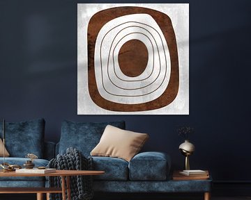 Abstracte geometrische cirkels in grunge roestbruin 4 van Dina Dankers
