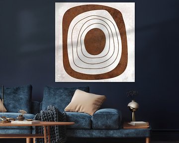 Abstract geometric  circles in grunge rusty brown 4 by Dina Dankers