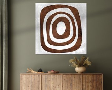 Abstract geometric  circles in grunge rusty brown 2 by Dina Dankers