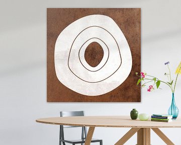 Abstracte geometrische cirkels in grunge roestbruin 10 van Dina Dankers
