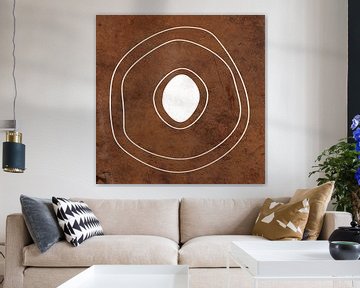 Abstracte geometrische cirkels in grunge roestbruin 9 van Dina Dankers