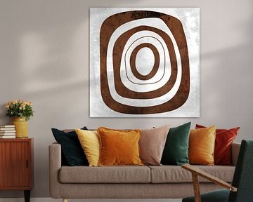 Abstracte geometrische cirkels in grunge roestbruin 7 van Dina Dankers