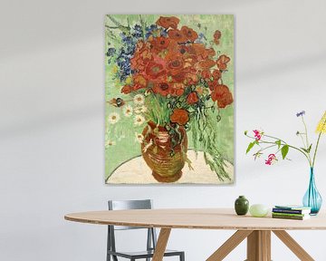 Vaas met margrieten en klaprozen, Vincent van Gogh