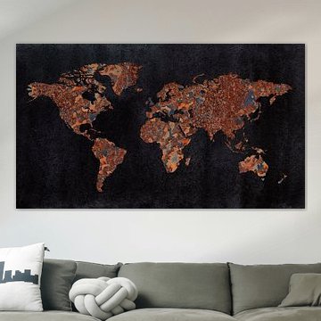 World map | Rust with three structures