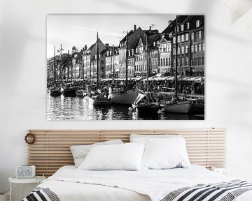 Nyhavn Kopenhagen in zwart-wit