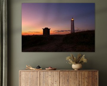 Coucher de soleil au phare de Blavand Danemark sur tiny brok