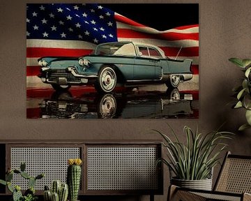 Cadillac Eldorado Brougham avec drapeau américain