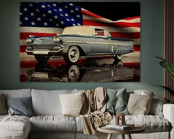 Chevrolet Impala Special Sport Coupe 1958 met Amerikaanse vlag