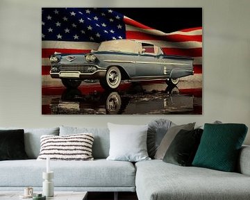 Chevrolet Impala Special Sport Coupe 1958 avec drapeau américain