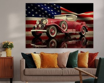 Cadillac V16 Roadster 1930 avec drapeau américain