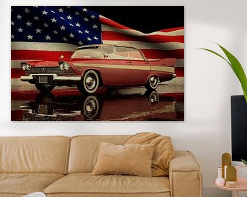 Plymouth Belvedere met Amerikaanse vlag