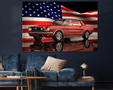 Ford Mustang GT avec drapeau américain