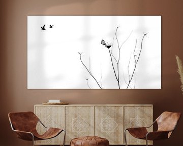 Minimalist still life with birds and butterflies by ArtelierGerdah