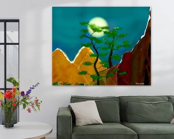 Moon night with mountains by Vera Laake