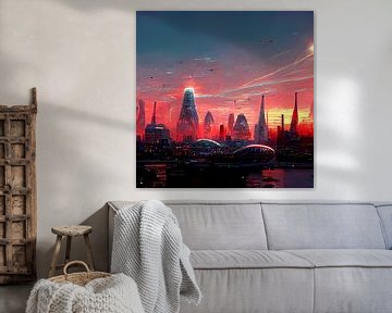 digital art sunset in future city by Rando Fermando