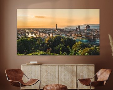 Skyline van Florence met Zonsondergang van Kwis Design