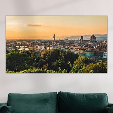 Skyline von Florenz mit Sonnenuntergang von Kees Hasenaar