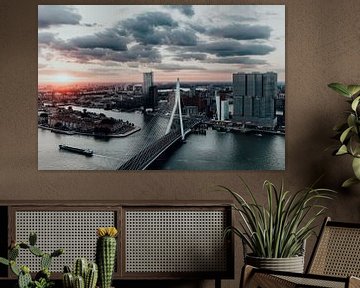 Goodmorning Rotterdam - Skyline - Erasmusbrug & de Rotterdam | cityscape vanuit de Zalmhaven van Elise van Gils