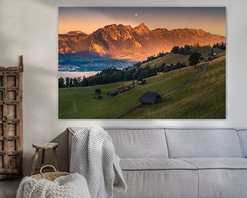 Sonnenaufgang Heiligenschwendi im Berner Oberland von Henk Meijer Photography